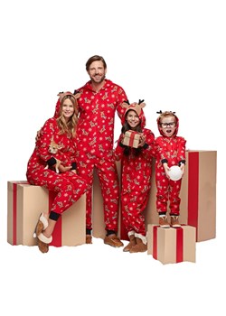 Jednoczęściowa piżama męska ze świątecznym motywem - Czerwony / S ze sklepu Valetta.pl w kategorii Piżamy męskie - zdjęcie 146018846