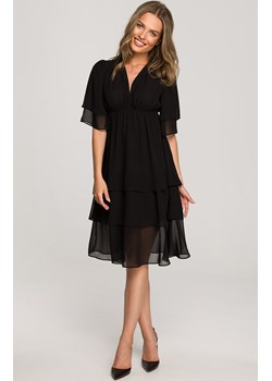 Sukienka z trzema falbanami w kolorze czarnym S321, Kolor black-grigio, Rozmiar L, Stylove ze sklepu Primodo w kategorii Sukienki - zdjęcie 146046845