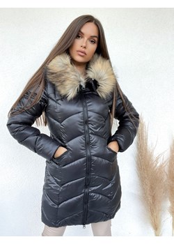 zimowa kurtka puchowa toronto płaszcz z kapturem i mega futrem a'la jenot czarna ze sklepu STYLOWO w kategorii Kurtki damskie - zdjęcie 146129945