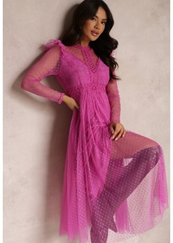 Fioletowa Sukienka z Koronką i Tiulem Welvia ze sklepu Renee odzież w kategorii Sukienki - zdjęcie 146170008
