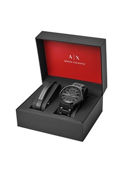 Armani Exchange zegarek i bransoletka męski kolor czarny ze sklepu ANSWEAR.com w kategorii Zegarki - zdjęcie 146254839