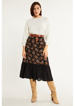 Wzorzysta spódnica midi z paskiem ze sklepu MONNARI w kategorii Spódnice - zdjęcie 146261598