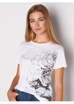 GATE Bawełniana koszulka damska z kwiatowym nadrukiem 34 ze sklepu gateshop w kategorii Bluzki damskie - zdjęcie 146353846
