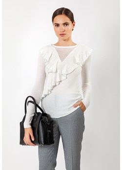 Ecru dzianinowa bluzka z falbaną ze sklepu Molton w kategorii Swetry damskie - zdjęcie 146354118