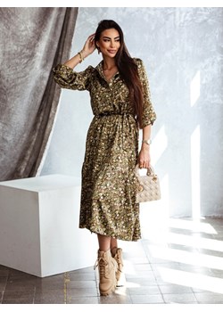 Sukienka Linette Geo Khaki ze sklepu Lisa Mayo w kategorii Sukienki - zdjęcie 146367778
