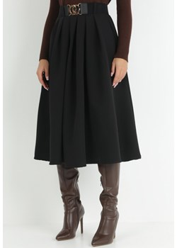 Czarna Spódnica Rozkloszowana z Paskiem Cizo ze sklepu Born2be Odzież w kategorii Spódnice - zdjęcie 146400467