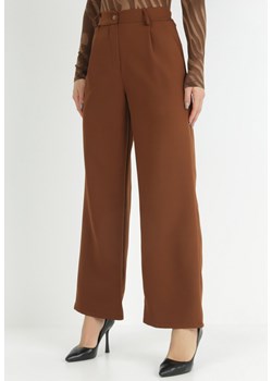 Brązowe Spodnie Szerokie High Waist Ivan ze sklepu Born2be Odzież w kategorii Spodnie damskie - zdjęcie 146438875