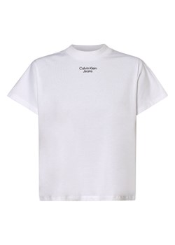 Calvin Klein Jeans T-shirt damski Kobiety Bawełna biały jednolity ze sklepu vangraaf w kategorii Bluzki damskie - zdjęcie 146516328