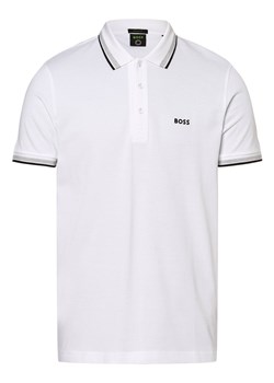 BOSS Green Męska koszulka polo Mężczyźni Bawełna biały jednolity ze sklepu vangraaf w kategorii T-shirty męskie - zdjęcie 146517358