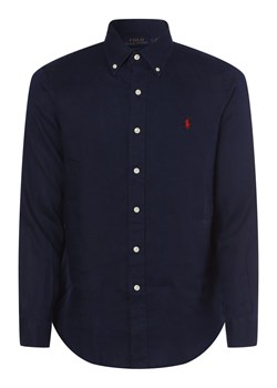 Polo Ralph Lauren Męska koszula lniana Mężczyźni Regular Fit len granatowy jednolity button down ze sklepu vangraaf w kategorii Koszule męskie - zdjęcie 146518247
