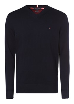 Tommy Hilfiger Sweter z dodatkiem kaszmiru Mężczyźni Bawełna granatowy jednolity ze sklepu vangraaf w kategorii Swetry męskie - zdjęcie 146521369