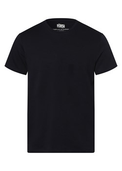 Finshley & Harding London T-shirt męski Mężczyźni Bawełna granatowy jednolity ze sklepu vangraaf w kategorii T-shirty męskie - zdjęcie 146522778