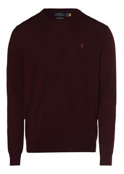 Polo Ralph Lauren Męski sweter z wełny merino Mężczyźni Wełna merino bordowy jednolity ze sklepu vangraaf w kategorii Swetry męskie - zdjęcie 146522918