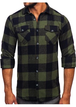 Khaki koszula męska flanelowa z długim rękawem Denley 20723 ze sklepu Denley w kategorii Koszule męskie - zdjęcie 146529536