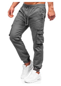 Grafitowe spodnie joggery bojówki męskie Denley MP0181G ze sklepu Denley w kategorii Spodnie męskie - zdjęcie 146529539