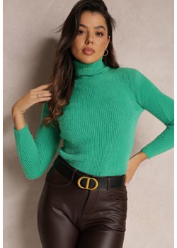 Zielony Golf Wełniany Prążkowany Detova ze sklepu Renee odzież w kategorii Swetry damskie - zdjęcie 146574475
