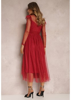 Bordowa Sukienka z Koronką i Tiulem Welvia ze sklepu Renee odzież w kategorii Sukienki - zdjęcie 146574615