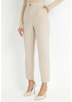 Beżowe Spodnie Cygaretki Borlo ze sklepu Born2be Odzież w kategorii Spodnie damskie - zdjęcie 146579207