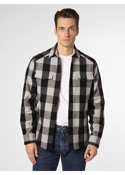 DENIM by Nils Sundström Koszula męska Mężczyźni Regular Fit Bawełna czarny w kratkę kołnierzyk kent ze sklepu vangraaf w kategorii Koszule męskie - zdjęcie 146581586
