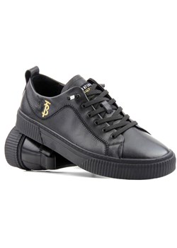Skórzane sneakersy męskie - JOHN DOUBARE A921-1, czarne ze sklepu ulubioneobuwie w kategorii Trampki męskie - zdjęcie 146642337