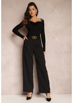 Czarne Spodnie Szerokie High Waist Gaye ze sklepu Renee odzież w kategorii Spodnie damskie - zdjęcie 146661145