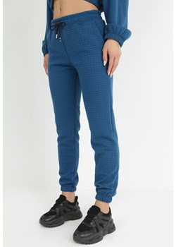 Ciemnoniebieskie Spodnie Dresowe z Tłoczeniem Faboto ze sklepu Born2be Odzież w kategorii Spodnie damskie - zdjęcie 146686989
