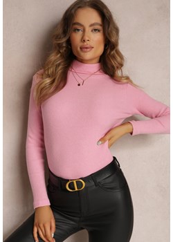 Różowy Golf  z Gładkiej Dzianiny Adimi ze sklepu Renee odzież w kategorii Swetry damskie - zdjęcie 146691108