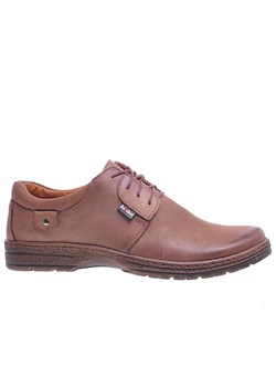 Beżowe sznurowane buty męskie z naturalnej skóry /H5 12917 S117/ ze sklepu Pantofelek24.pl w kategorii Półbuty męskie - zdjęcie 146728077