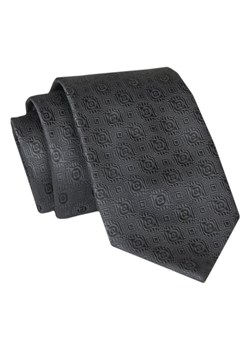 Męski Krawat - Czarny, Geometryczna Faktura - Angelo di Monti  KRADM1934 ze sklepu JegoSzafa.pl w kategorii Krawaty - zdjęcie 146748326