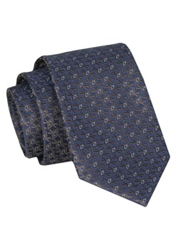 Męski Krawat - Granat z Brązowymi Akcentami - Angelo di Monti  KRADM1928 ze sklepu JegoSzafa.pl w kategorii Krawaty - zdjęcie 146748356
