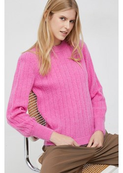 Selected Femme sweter z domieszką wełny damski kolor różowy lekki ze sklepu ANSWEAR.com w kategorii Swetry damskie - zdjęcie 146772429