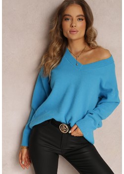 Niebieski Sweter z Wiskozy Oversize Conime ze sklepu Renee odzież w kategorii Swetry damskie - zdjęcie 146774425