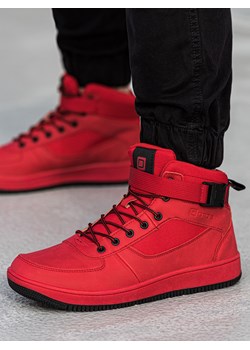 Buty męskie sneakersy za kostkę - czerwone V2 T317 ze sklepu ombre w kategorii Buty sportowe męskie - zdjęcie 146791228