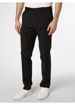 BOSS Męskie spodnie od garnituru modułowego Mężczyźni Slim Fit wełna ze strzyży czarny jednolity ze sklepu vangraaf w kategorii Spodnie męskie - zdjęcie 146792127