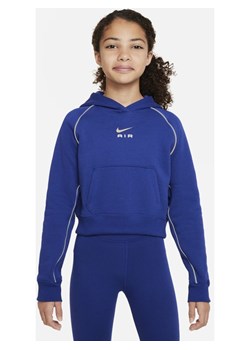 Dzianinowa bluza z kapturem o skróconym kroju dla dużych dzieci (dziewcząt) Nike Air - Niebieski ze sklepu Nike poland w kategorii Bluzy dziewczęce - zdjęcie 146819406