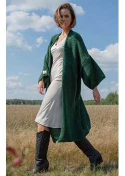 Długi luźny kardigan o prostym kroju w kolorze oliwkowym F1271, Kolor oliwkowy, Rozmiar S/M, Fobya ze sklepu Primodo w kategorii Swetry damskie - zdjęcie 146827646