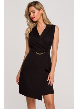 Sukienka żakietowa z ozdobnym łańcuszkiem w kolorze czarnym K149, Kolor czarny, Rozmiar L, makover ze sklepu Primodo w kategorii Sukienki - zdjęcie 146827659