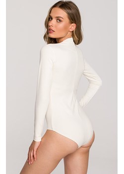 Body damskie bluzka z dekoltem V w kolorze ecru S327, Kolor ecru, Rozmiar L, Stylove ze sklepu Primodo w kategorii Bluzki damskie - zdjęcie 146827689