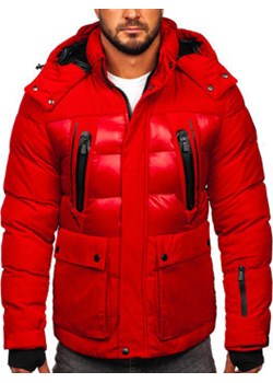 Czerwona pikowana kurtka męska zimowa Denley 99527 ze sklepu Denley w kategorii Kurtki męskie - zdjęcie 146828435