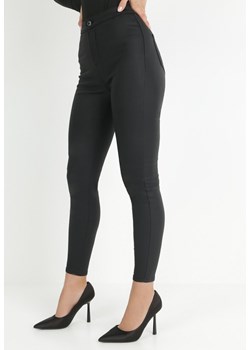 Czarne Spodnie Skinny Ocieplone z Imitacji Skóry Cabily ze sklepu Born2be Odzież w kategorii Spodnie damskie - zdjęcie 146936298