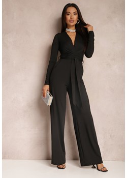 Czarny Kombinezon z Kopertowym Dekoltem Ivemie ze sklepu Renee odzież w kategorii Kombinezony damskie - zdjęcie 146993467