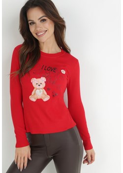 Czerwony Sweter z Nadrukiem Sinina ze sklepu Born2be Odzież w kategorii Swetry damskie - zdjęcie 147014809