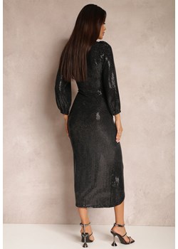 Czarna Sukienka Kopertowa z Cekinami Netine ze sklepu Renee odzież w kategorii Sukienki - zdjęcie 147039795