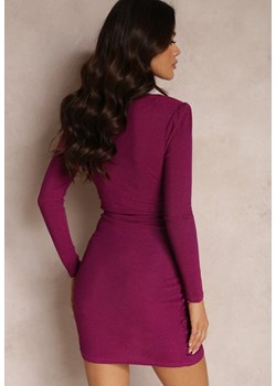 Fioletowa Sukienka Kopertowa z Drapowaniem Mivi ze sklepu Renee odzież w kategorii Sukienki - zdjęcie 147039835