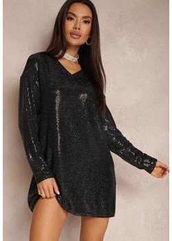 Czarna Sukienka Pudełkowa z Cekinami Arie ze sklepu Renee odzież w kategorii Sukienki - zdjęcie 147039843