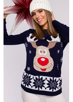 Sweter świąteczny renifer w kolorze granatowym MXS04, Kolor granatowy, Rozmiar uniwersalny, MOE ze sklepu Primodo w kategorii Swetry damskie - zdjęcie 147059445