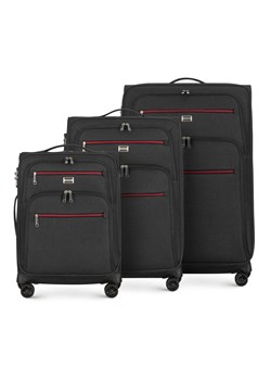 Zestaw walizek miękkich z czerwonym suwakiem ze sklepu WITTCHEN w kategorii Walizki - zdjęcie 147062596