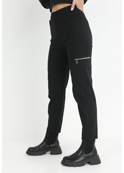 Czarne Spodnie Cargo z Gumką w Pasie Veyesa ze sklepu Born2be Odzież w kategorii Spodnie damskie - zdjęcie 147062636