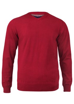 Sweter Czerwony w Serek (V-neck), Męski, Klasyczny, Elegancki -Adriano Guinari SWADGAW22jasterred ze sklepu JegoSzafa.pl w kategorii Swetry męskie - zdjęcie 147105785