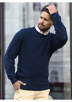 Sweter męski - wełna merino - Gilberto - morski - M ze sklepu Swetry Lasota w kategorii Swetry męskie - zdjęcie 147128217
